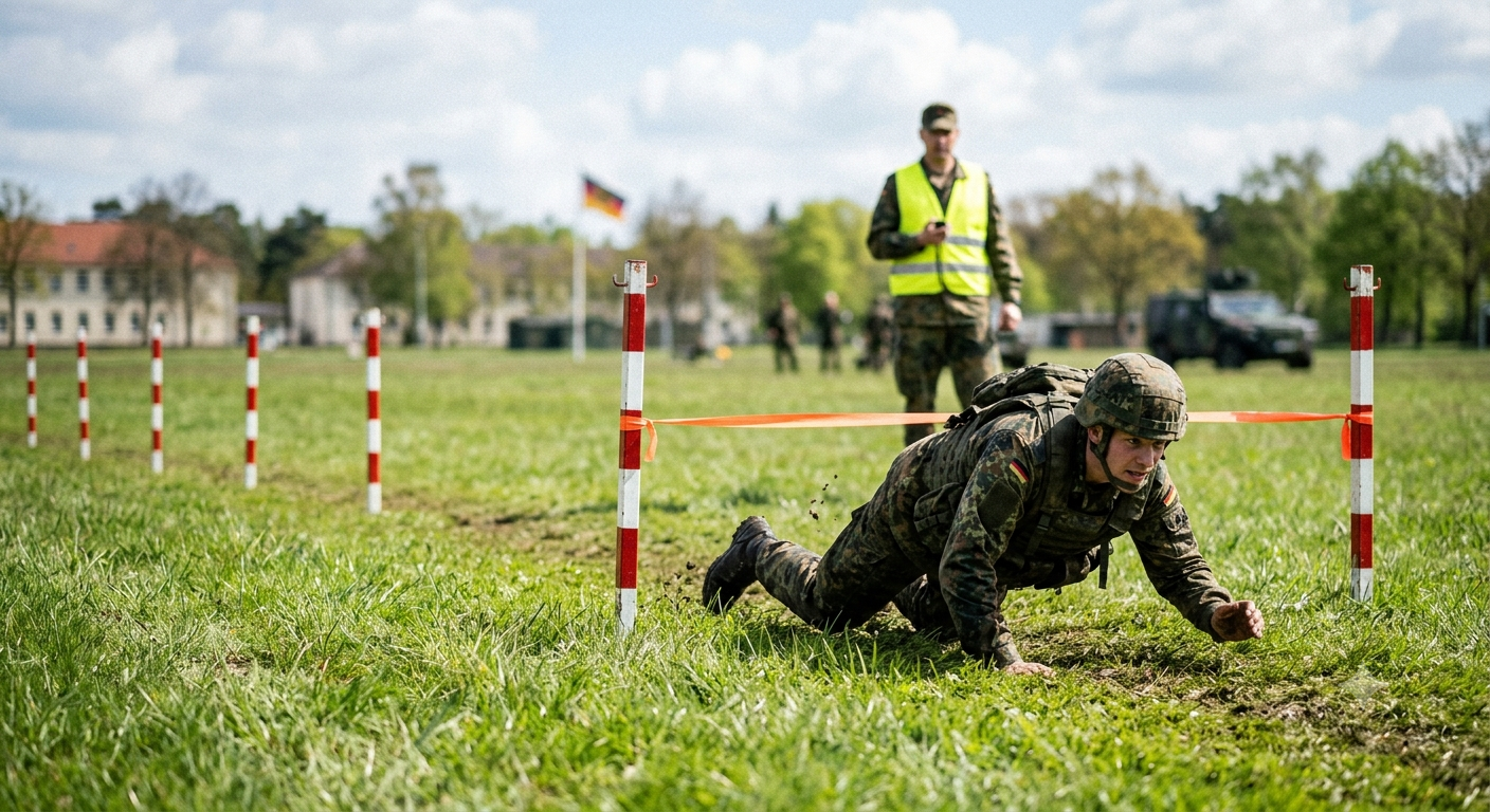 Soldat beim SGT-Parcours unter Aufsicht eines Ausbilders