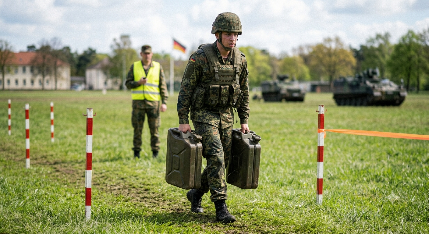 Soldat trägt Gewichte auf dem SGT-Parcours